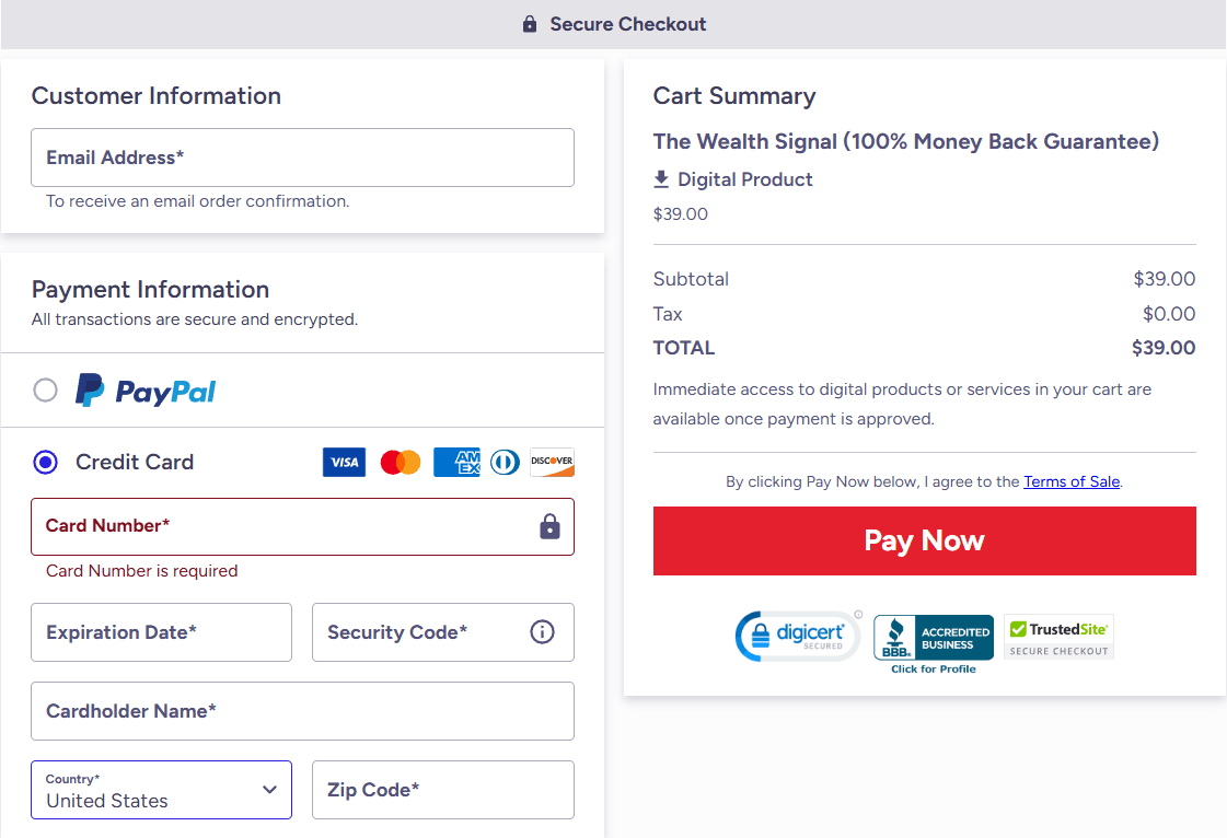 The-Wealth-Signal-checkout-page